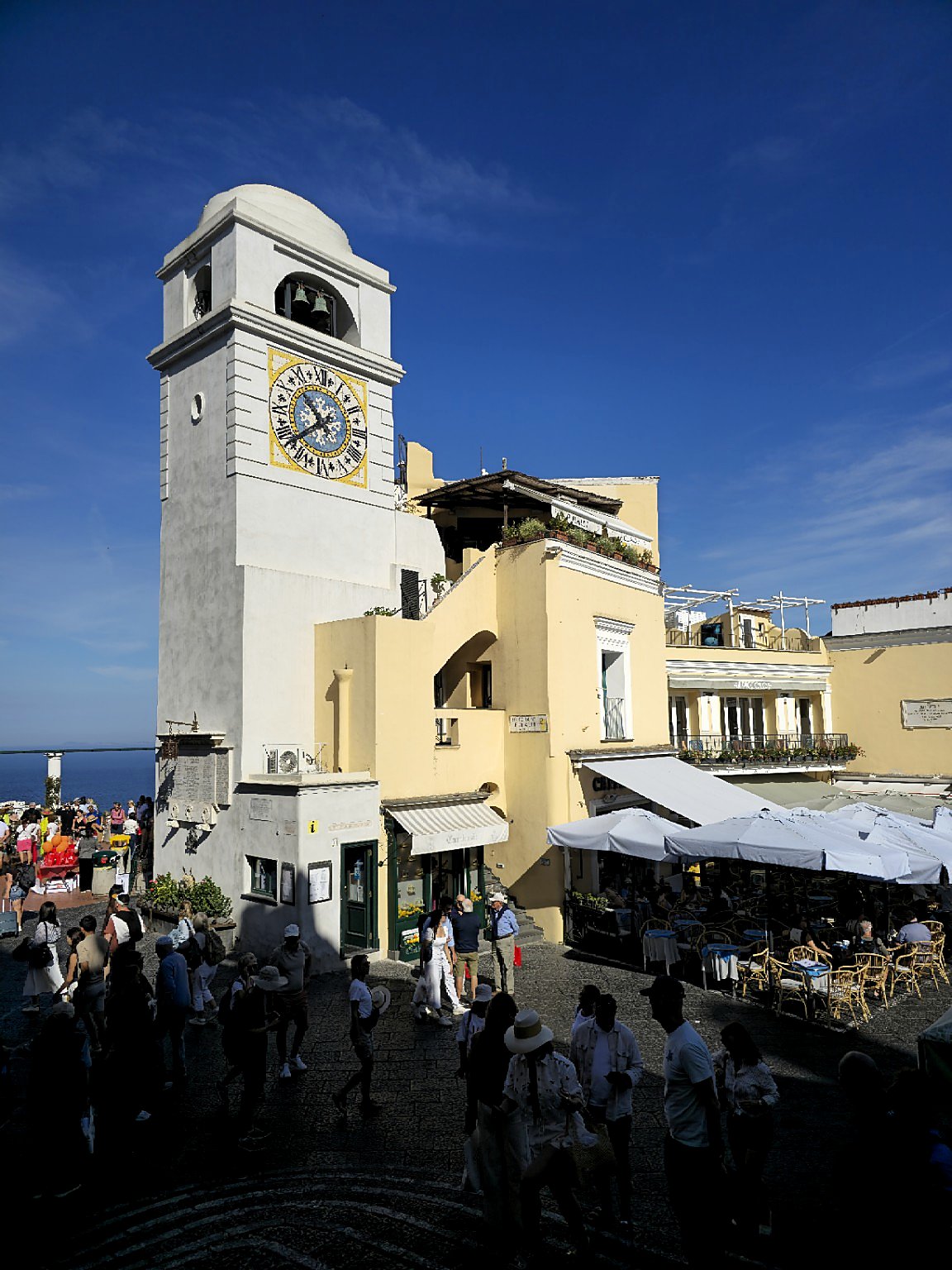 The Piazzetta in Capri with its clock tower and cafés