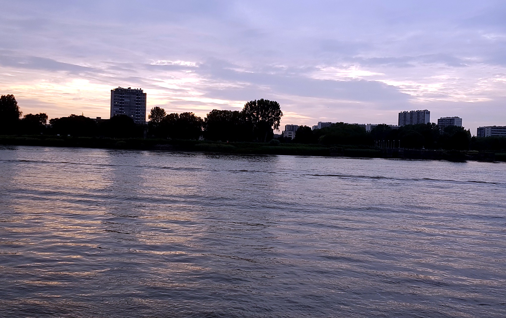 The Scheldt river in Antwerp in the evening light