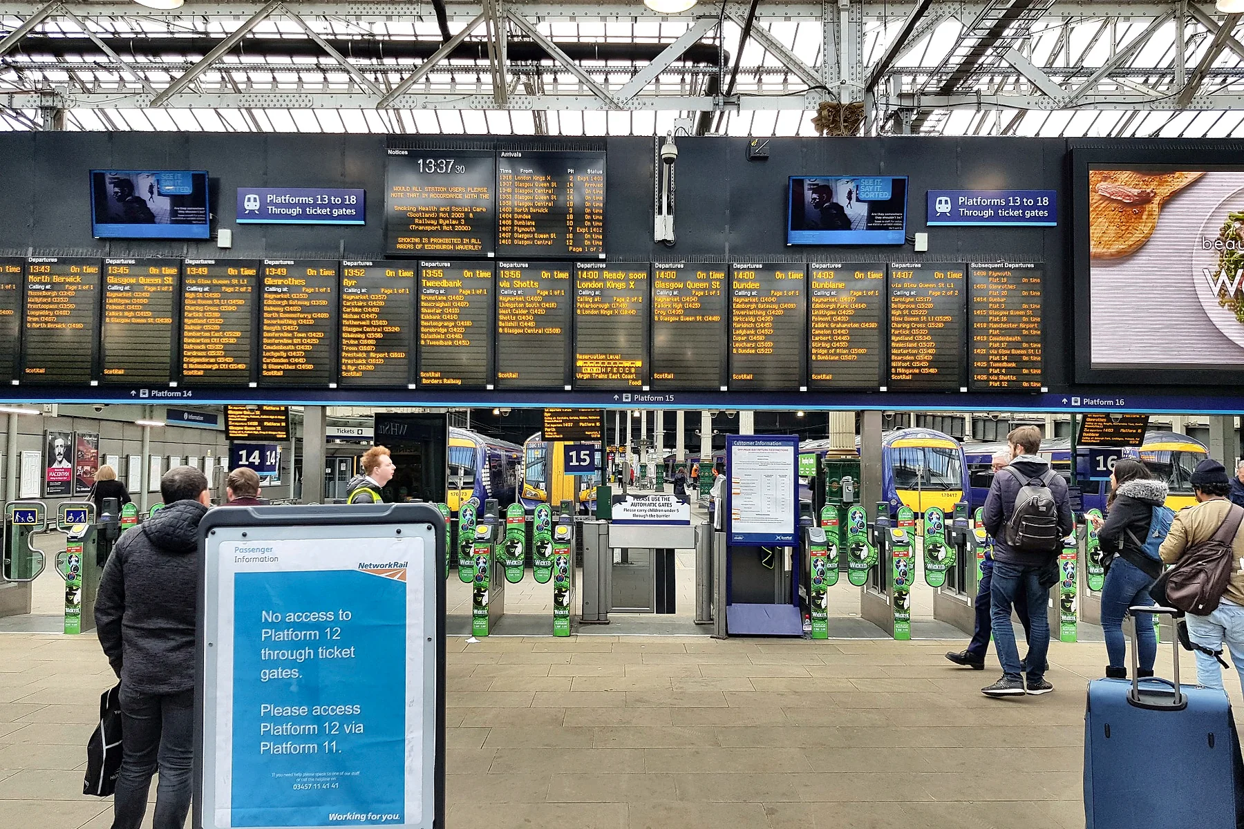 Departure boards at Edinburgh Waverley station