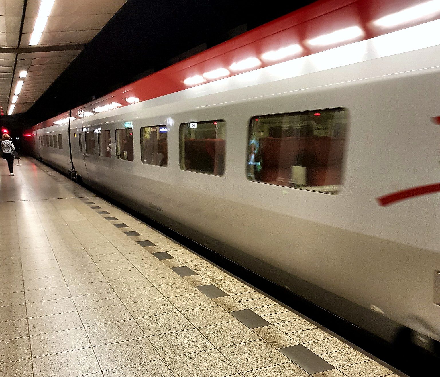 Thalys train at Schiphol Airport station in July 2019