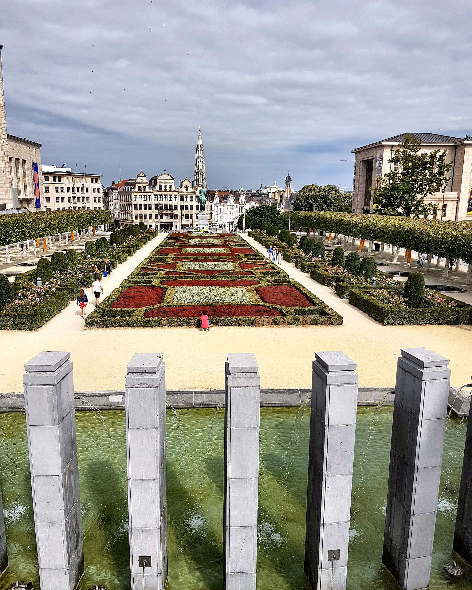 View over the formal garden of Mont des Arts in Brussels