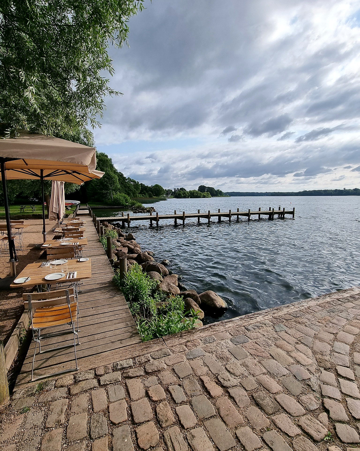 Lakeside restaurant terrace at Lake Esrum