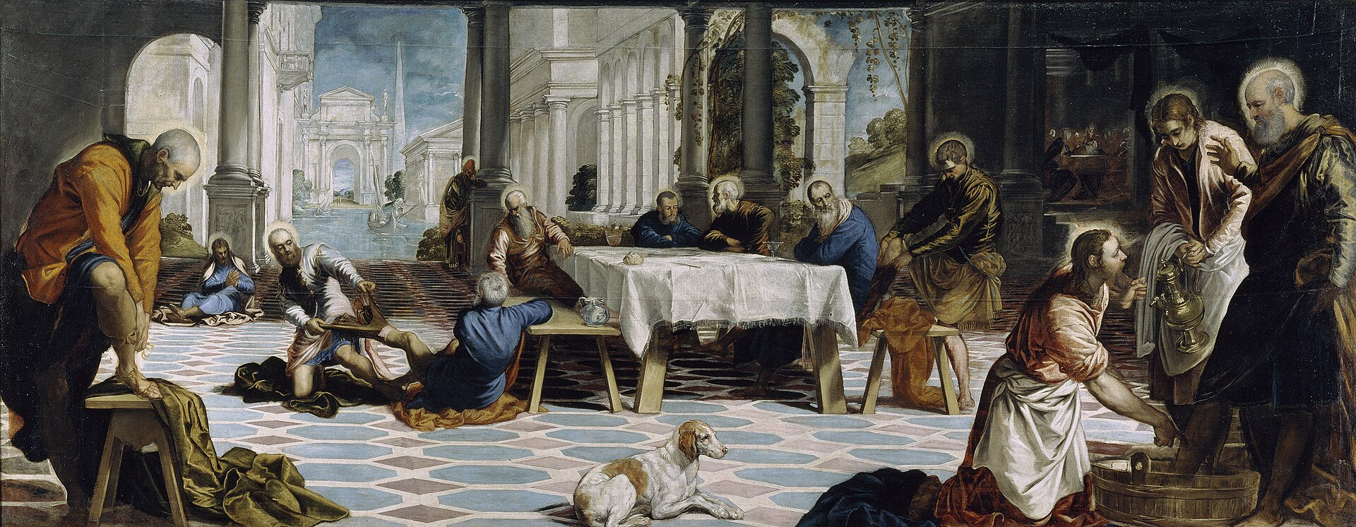 Tintoretto's Christ Washing the Disciples' Feet in the Museo del Prado.