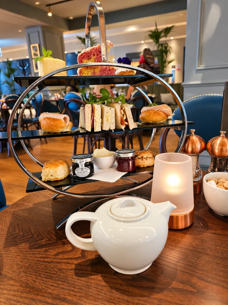 Afternoon tea in London with tea and pastries