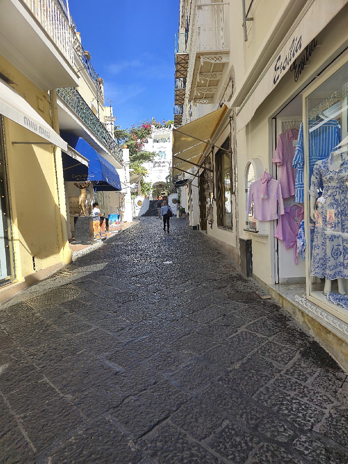 A shopping street in Capri in the morning