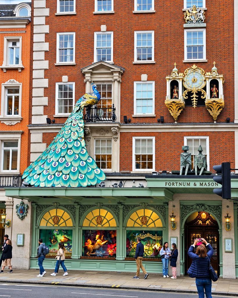 Fortnum & Mason facade with its peacock and clock