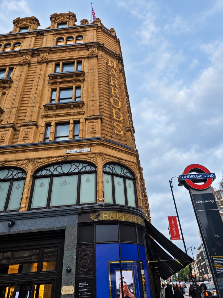 Harrods and Knightsbridge Underground station in London
