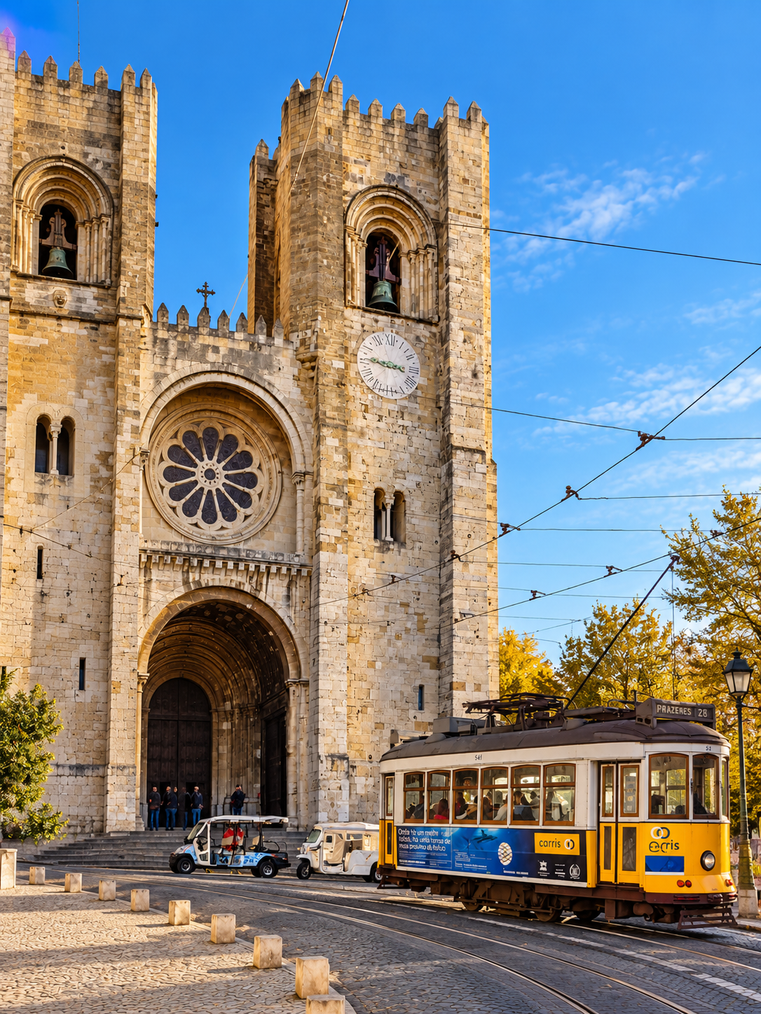 Lisbon Cathedral Sé and tram 28