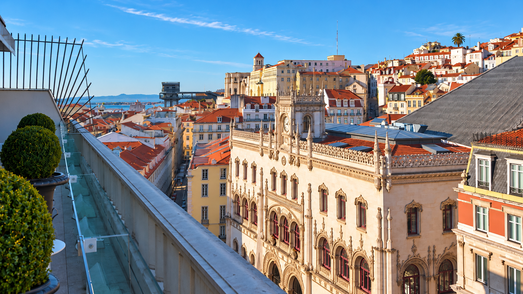View over Lisbon rooftops from the Altis Avenida rooftop