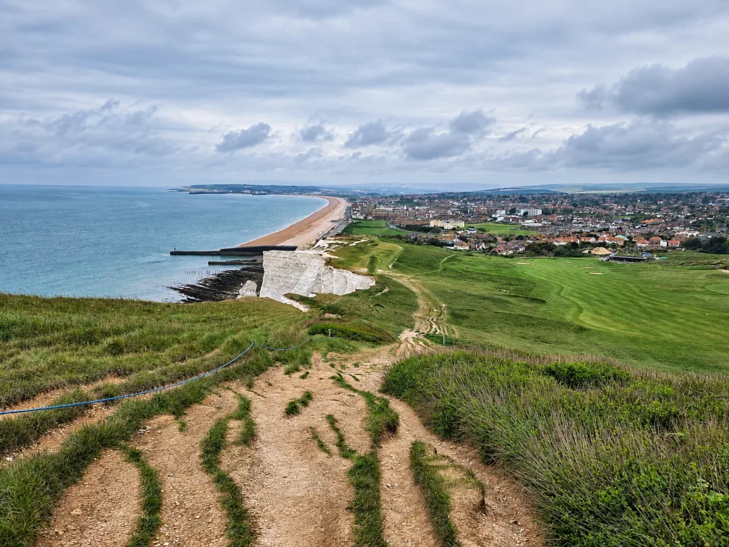 Path on Seaford Head overlooking the coast and Seaford