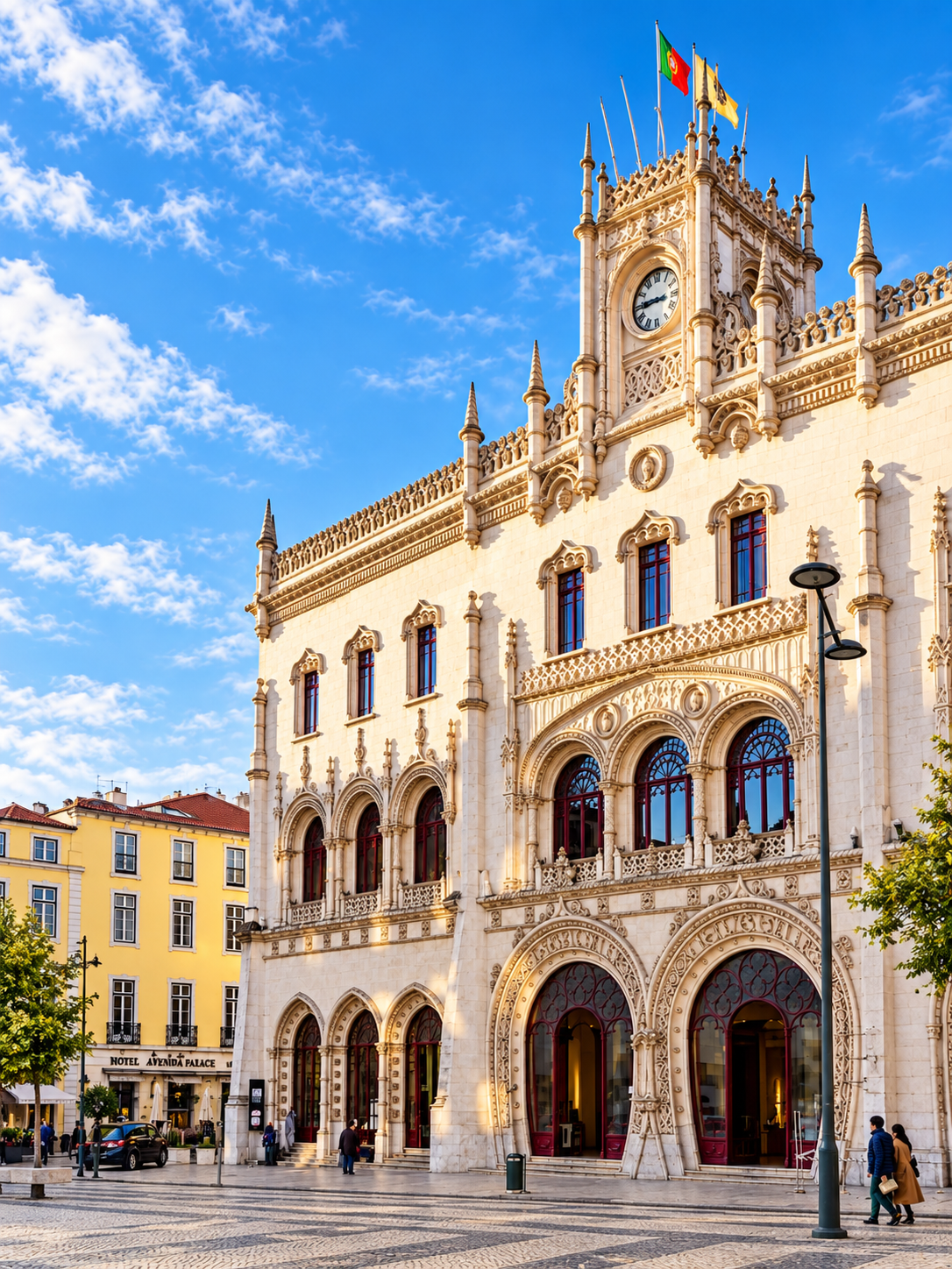 Historic façade of Rossio railway station